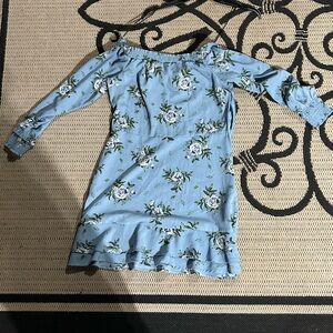 H&M Blue Floral Off the Shoulder Dress